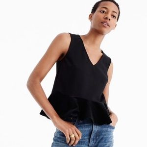 J. Crew Black Velvet Peplum Sleeveless Top